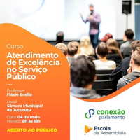 A Câmara Municipal de Jucurutu em parceria com a Escola Legislativa do RN, estará promovendo o Curso de Excelência no Serviço Público.